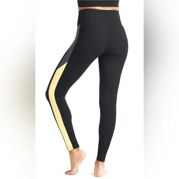 YUMMIE RACHEL SHAPING LEGGING WITH GRAY & YELLOW RACING STRIPE - COTTON STRETCH - Picture 4 of 9